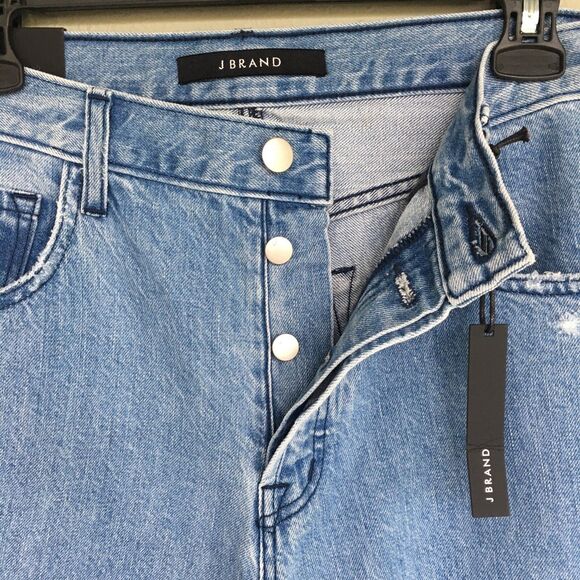 J Brand Wynne Jeans Women 30 High Waist Crop Straight Leg Distressed Raw Hem - Picture 4 of 13